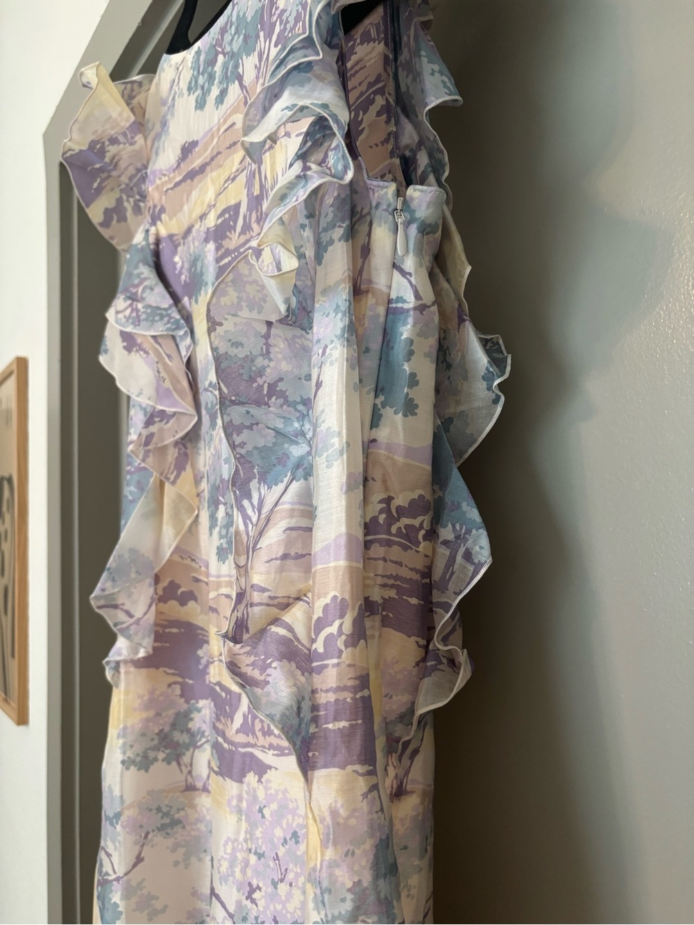 & Other Stories Lavender & Cream Scenic Ruffle Maxi Dress - Picture 6 of 11